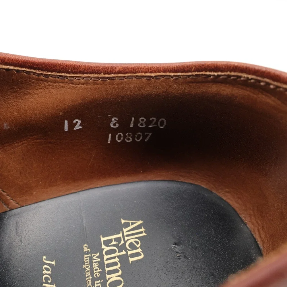 Allen Edmonds Jackson Derby Brown Pebbled Leather Mens 12 E Wide‎